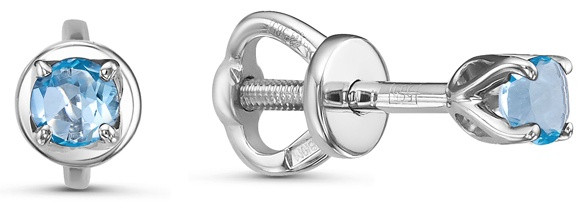 Серьги-пусеты из серебра с топазами | Family Jewelry