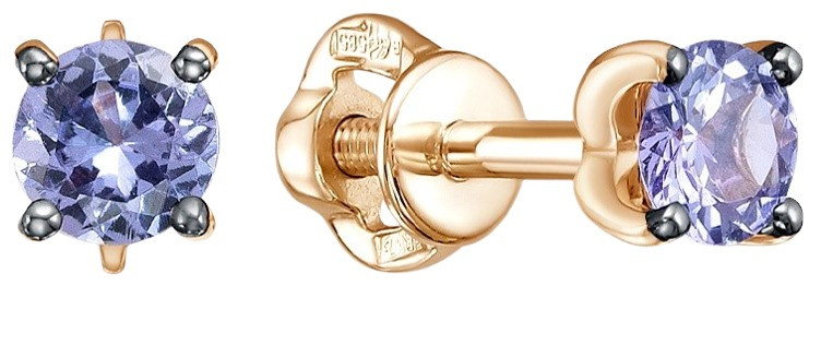 Серьги-пусеты из золота с танзанитами | Family Jewelry