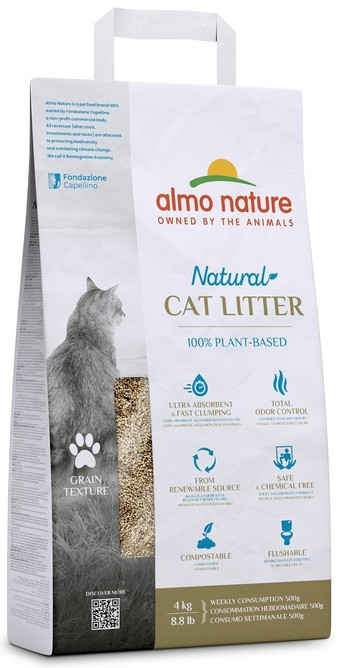 Наполнитель 100% натуральный биоразлагаемый комкующийся зерновой | Almo Nature