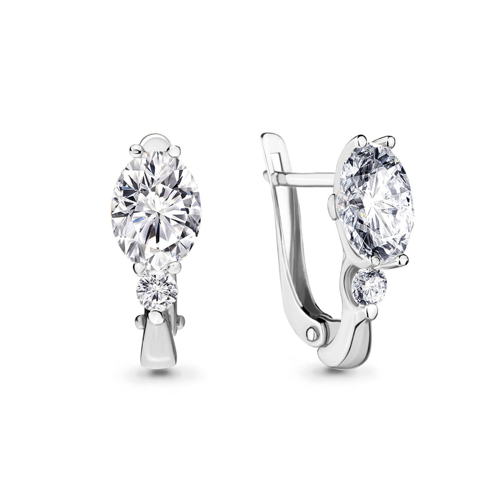Серьги из серебра с фианитами | Aquamarine