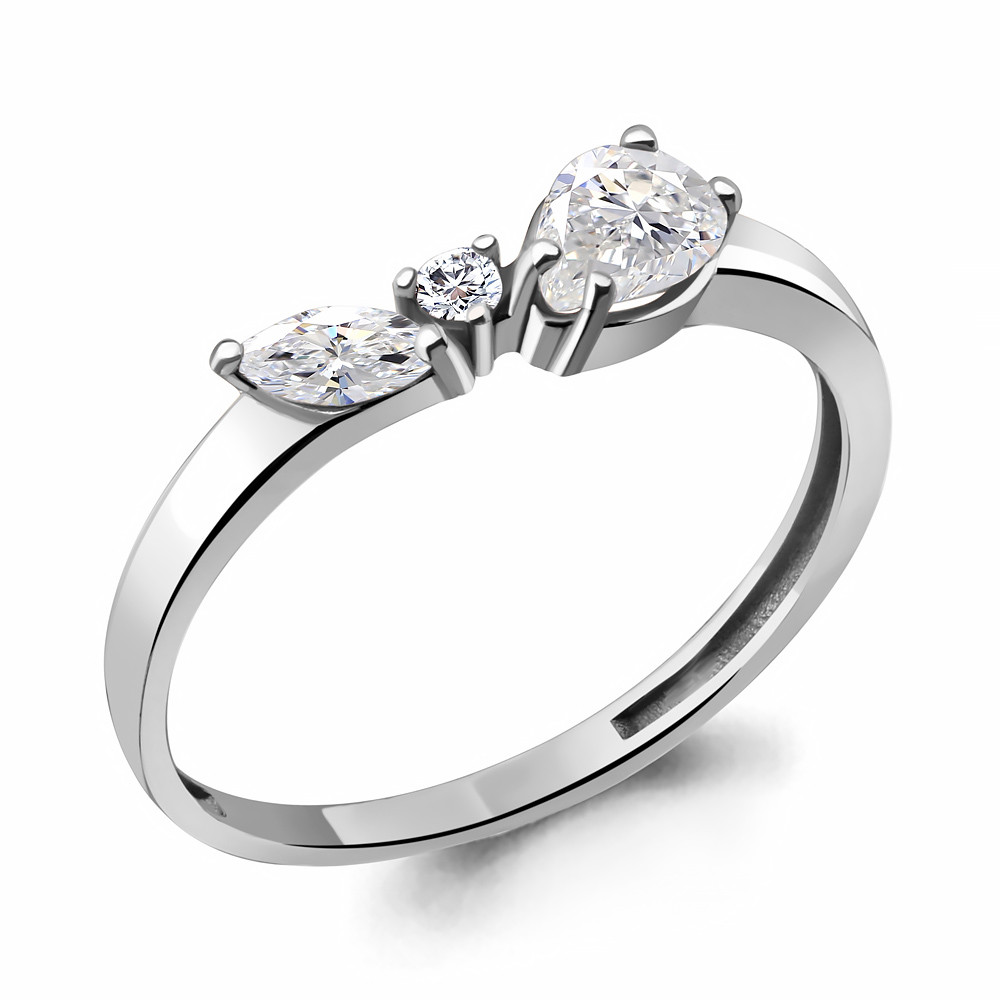 Кольцо из серебра с фианитами | Aquamarine