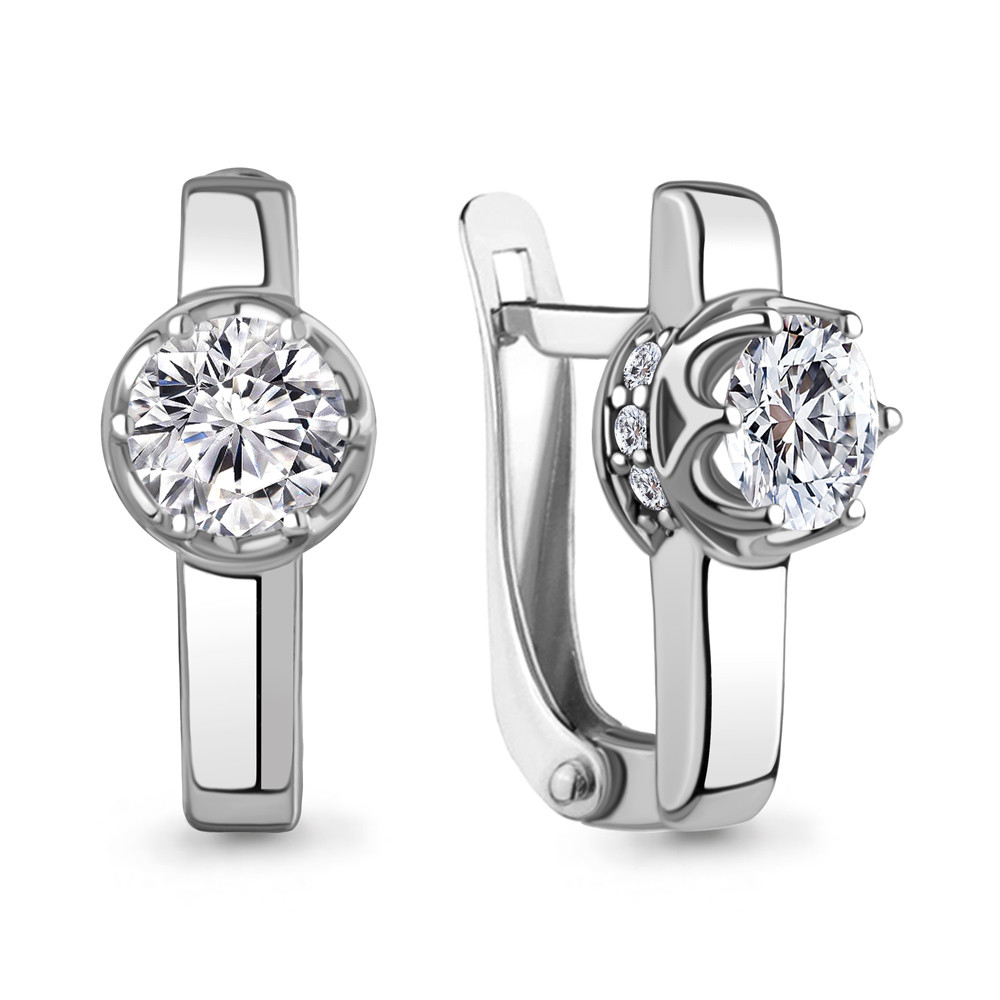 Серьги из серебра с фианитами | Aquamarine