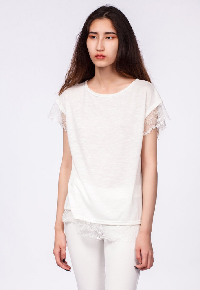 Футболка женская T-SHIRT PIZZO SS | OMERO