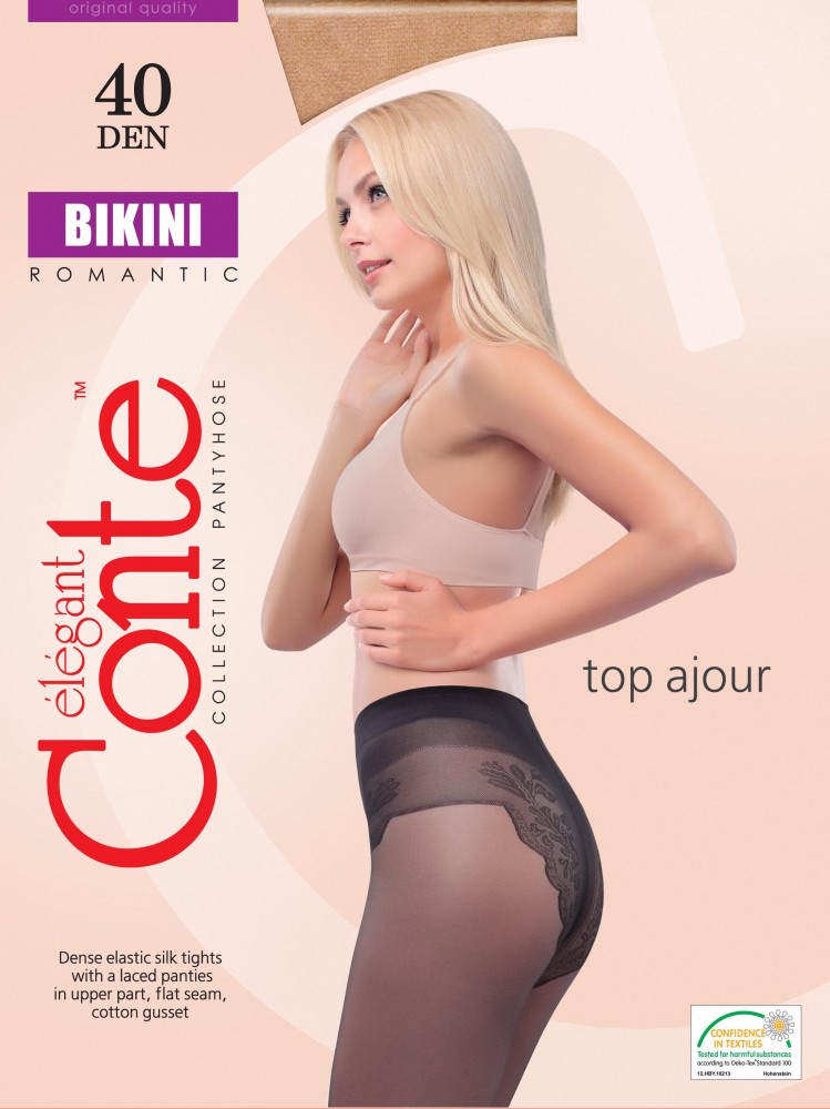 Колготки с ажурными трусиками "Bikini" (grafit, 40 DEN) | Conte Elegant