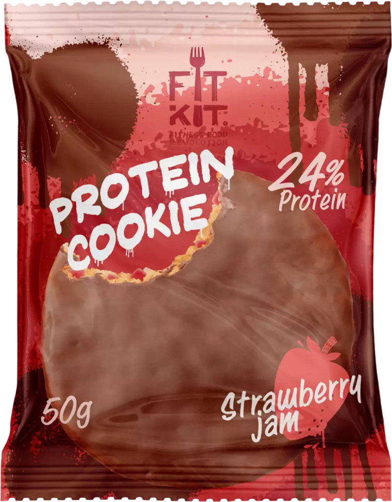 Десерт глазированный со вкусом клубники «FK Protein chocolate сookie» | FitKit