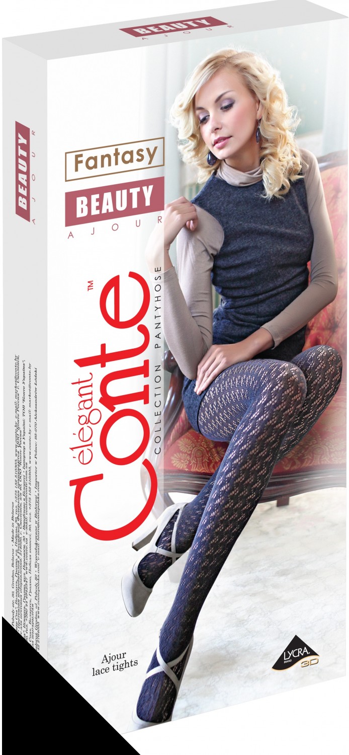 Теплые ажурные женские колготки "Beauty" (nero) | Conte Elegant