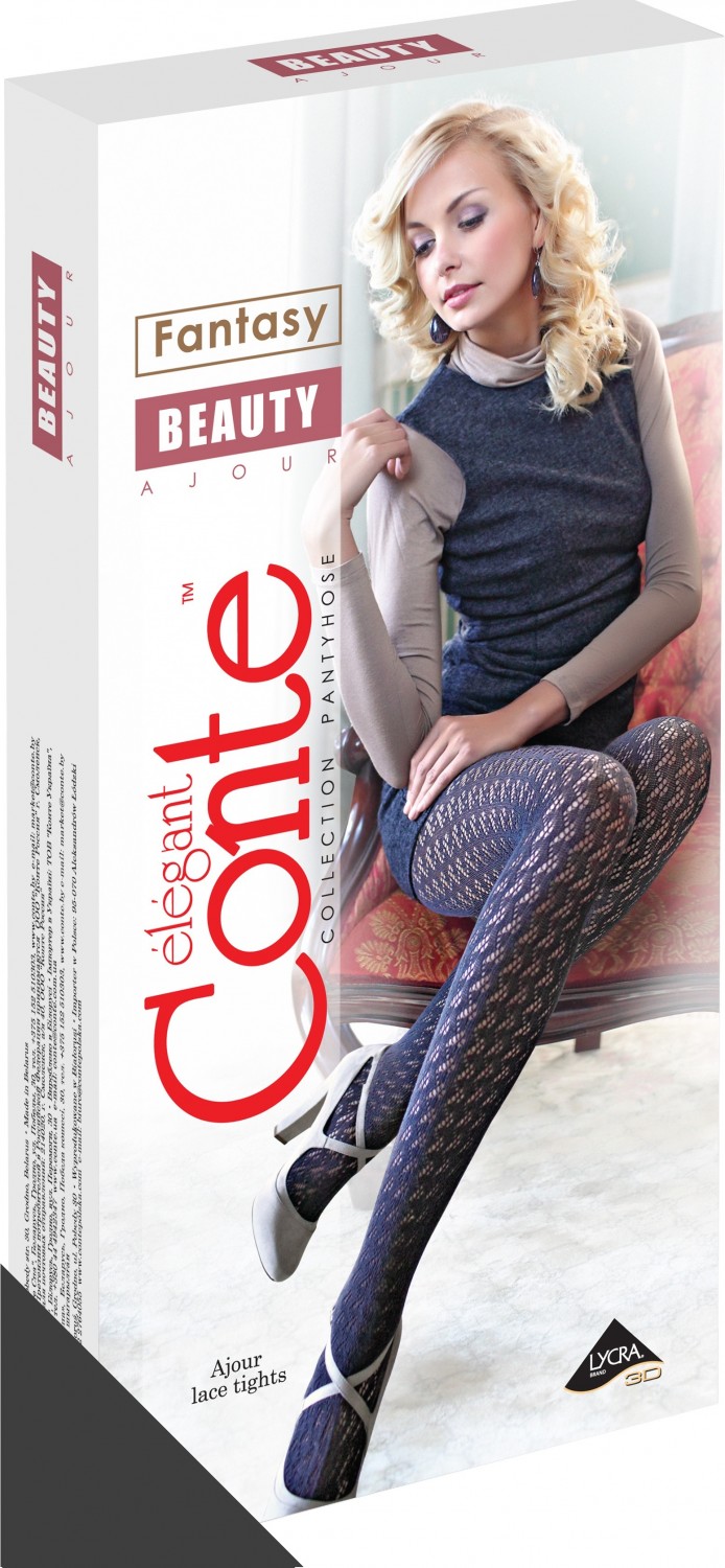 Теплые ажурные женские колготки "Beauty" (grafit) | Conte Elegant