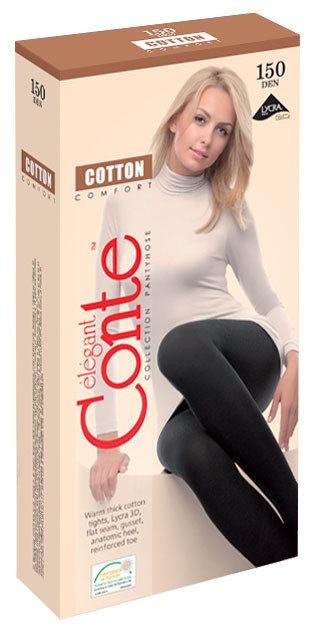 Хлопковые женские колготки "COTTON" (chocolate, 150 DEN) | Conte Elegant
