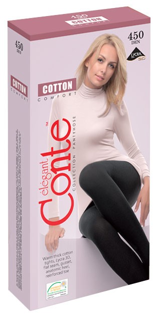Хлопковые женские колготки «Cotton» (nero, 450 DEN) | Conte Elegant