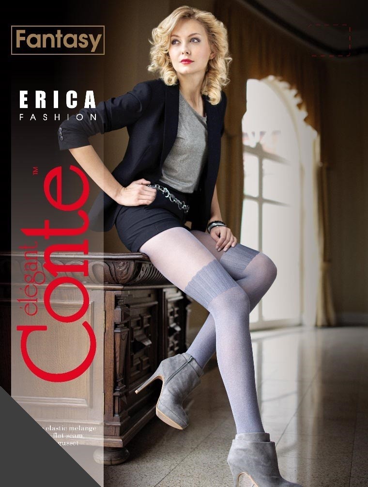 Плотные эластичные меланжевые колготки "Erica" (grafit) | Conte Elegant