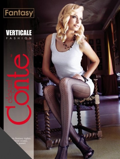 Cетчатые колготки с рисунком «елочка» "Verticale" (grafit)