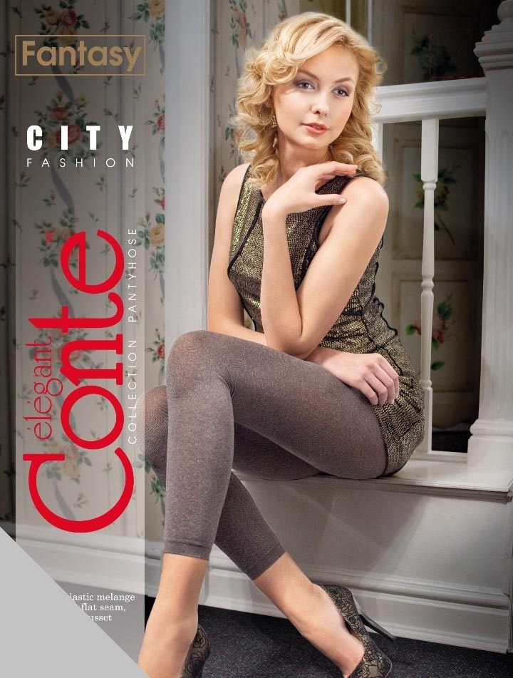 Плотные эластичные меланжевые леггинсы "City" (grigio) | Conte Elegant