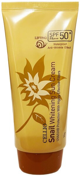 Крем солнцезащитный для лица и зоны декольте с муцином улитки «Snail Whitening Sun Cream» SFP50+ PA+++ | Dr. Cellio