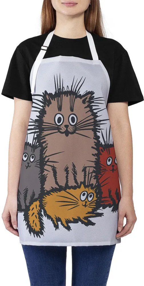 Фартук кухонный «Озорные коты» | Семейство котов | JoyArty