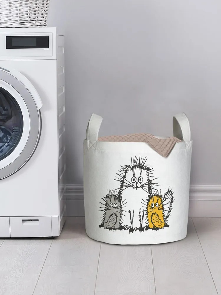 Корзины для белья «Мохнатые коты» | Мохнатые коты | JoyArty