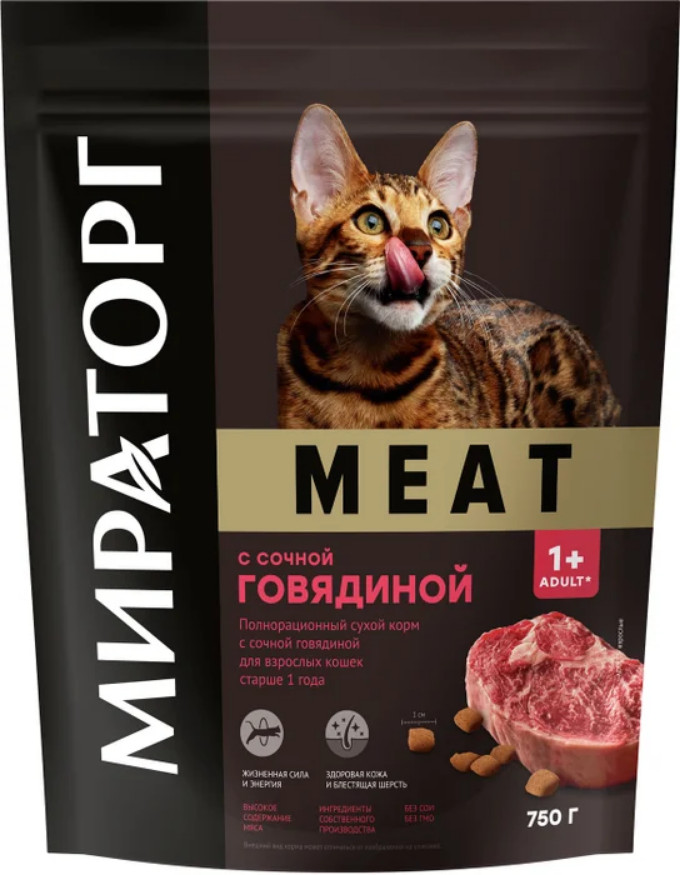 Корм для взрослых кошек с сочной говядиной «Meat» | Мираторг