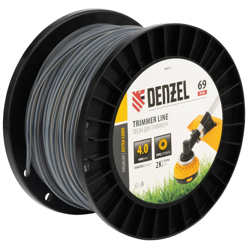 Леска для триммера двухкомпонентная круглая | Denzel