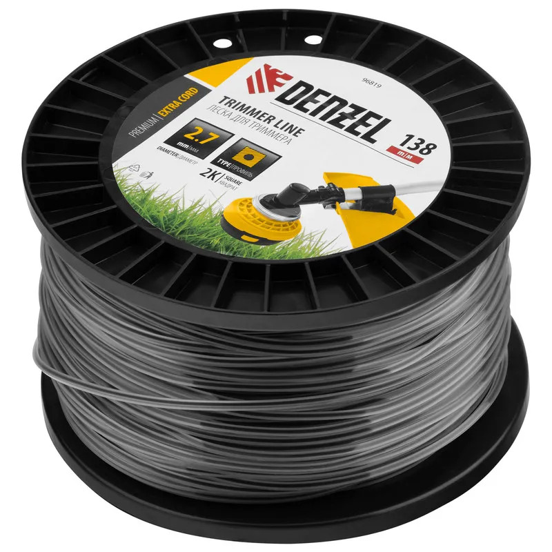 Леска для триммера двухкомпонентная квадрат | Denzel