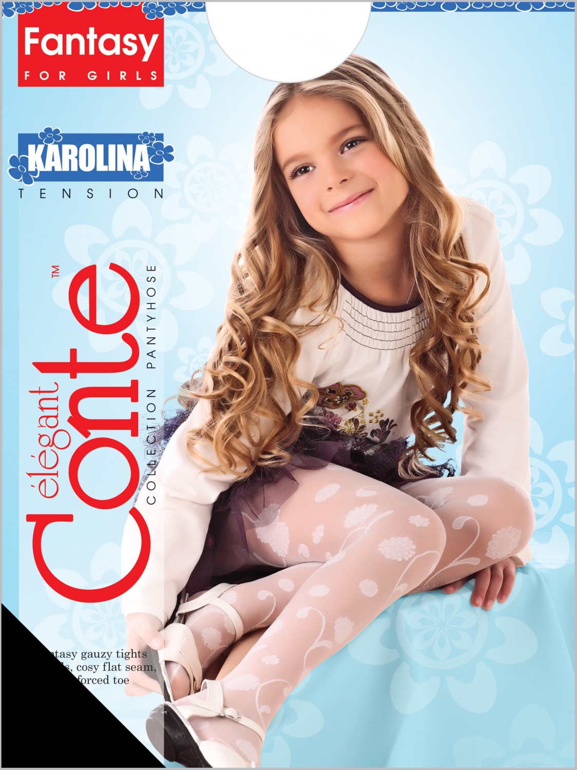 Нарядные прозрачные детские колготки "Karolina" (nero) | Conte Elegant