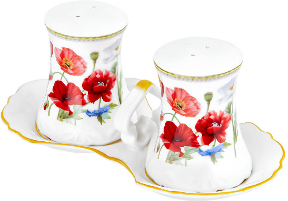 Набор для специй на подставке «Маки» | New Bone China | Elan Gallery