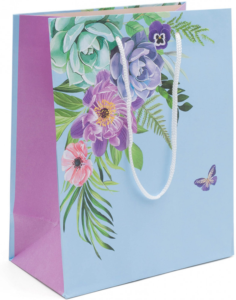 Пакет подарочный «Бабочка рядом с букетом» | Арт Узор