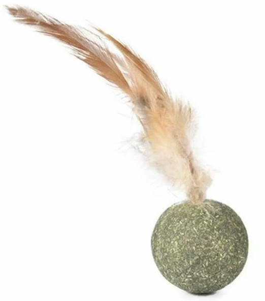 Игрушка для кошек «Шарик из мяты с перьям» | Nunbell