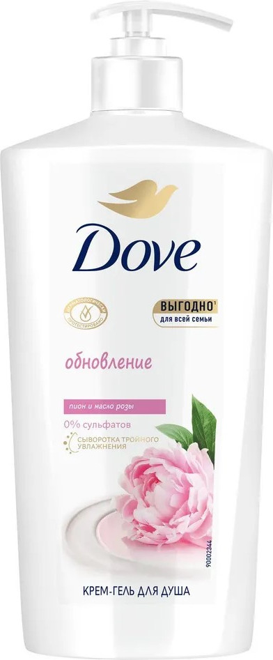 Крем-гель для душа бессульфатный «Сливочная ваниль и пион» | Dove