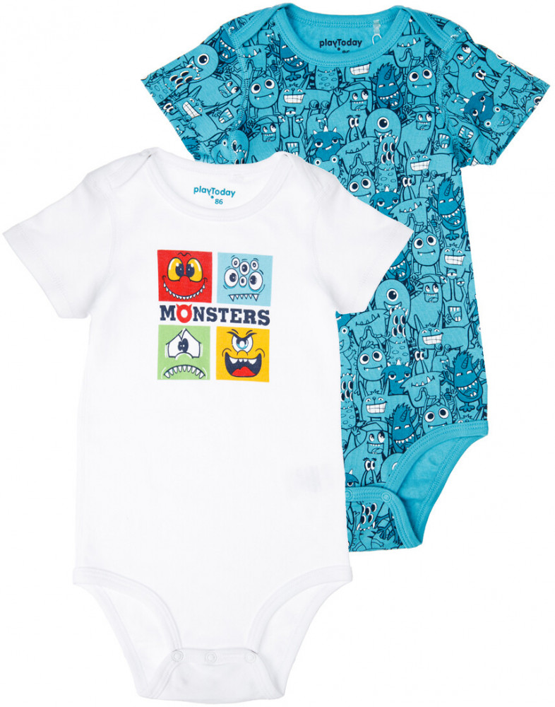 Комплект боди с коротким рукавом для мальчиков | Funny Monsters | PlayToday
