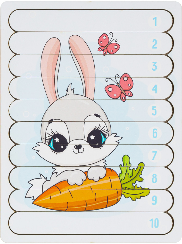 Пазл деревянный-палочки «Зайка» | Пазл - палочки | Три совы