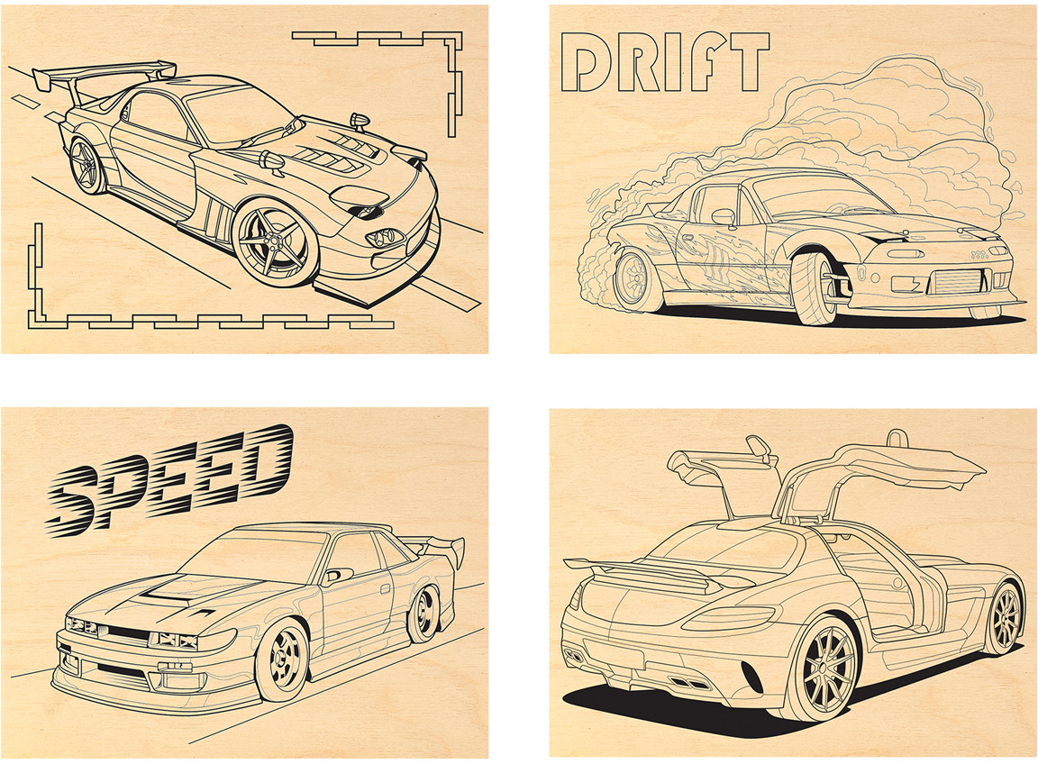 Набор досок для выжигания по дереву «Скорость» | Три совы