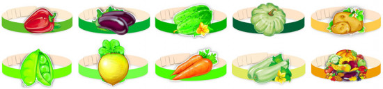 Комплект масок-ободков «Овощи»