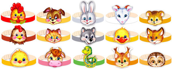 Комплект масок-ободков «Зверята» | Маски-ободки