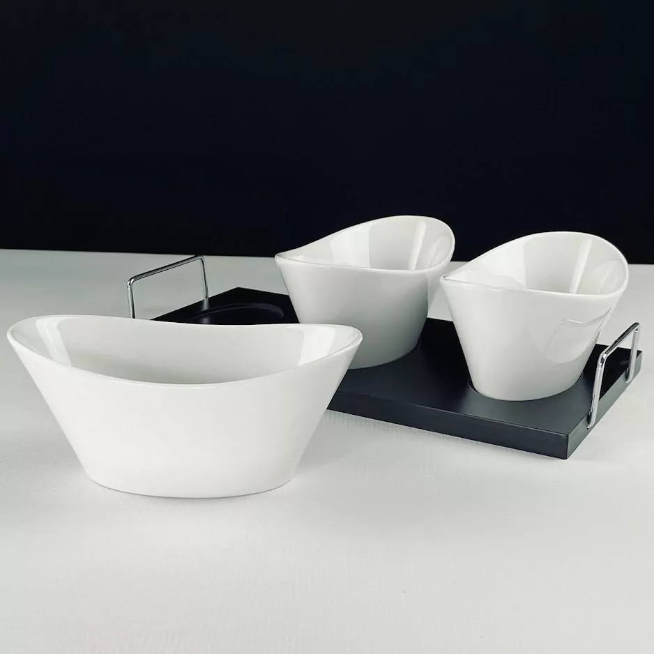 Набор салатников на подставке «Bianco» | Lenardi