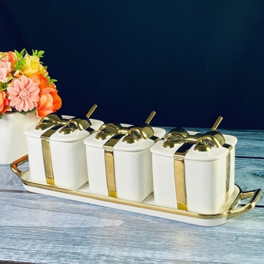 Набор банок с ложками на подставке «Multicolor» | Multicolor | Lenardi