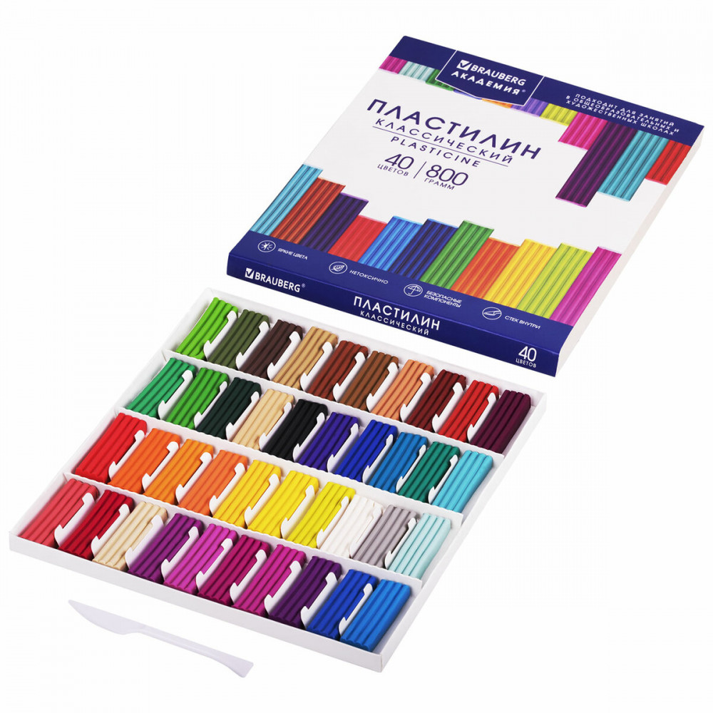 Пластилин классический «Академия классическая» | Brauberg