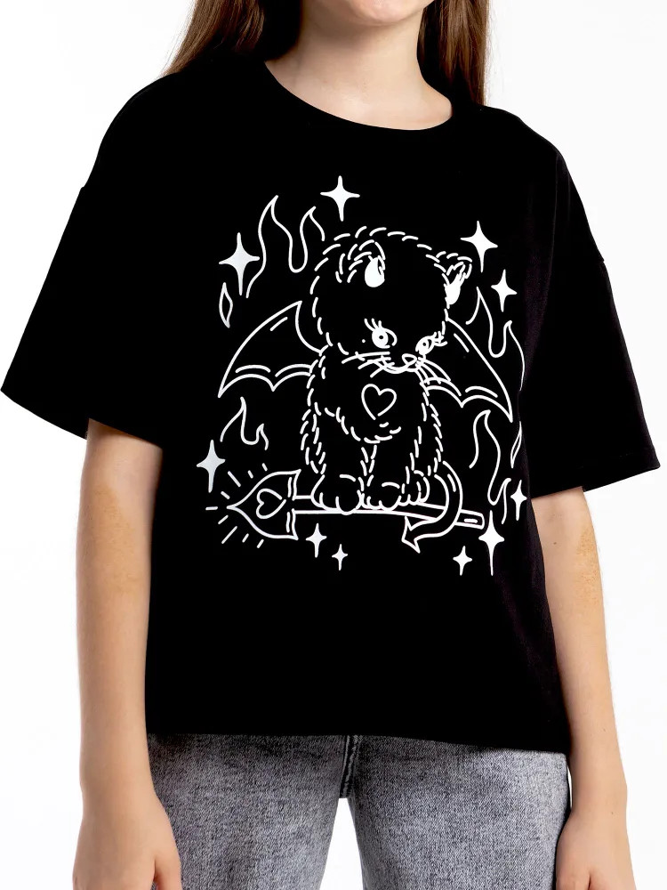 Футболка для девочек | Blackwhite mix | Juno