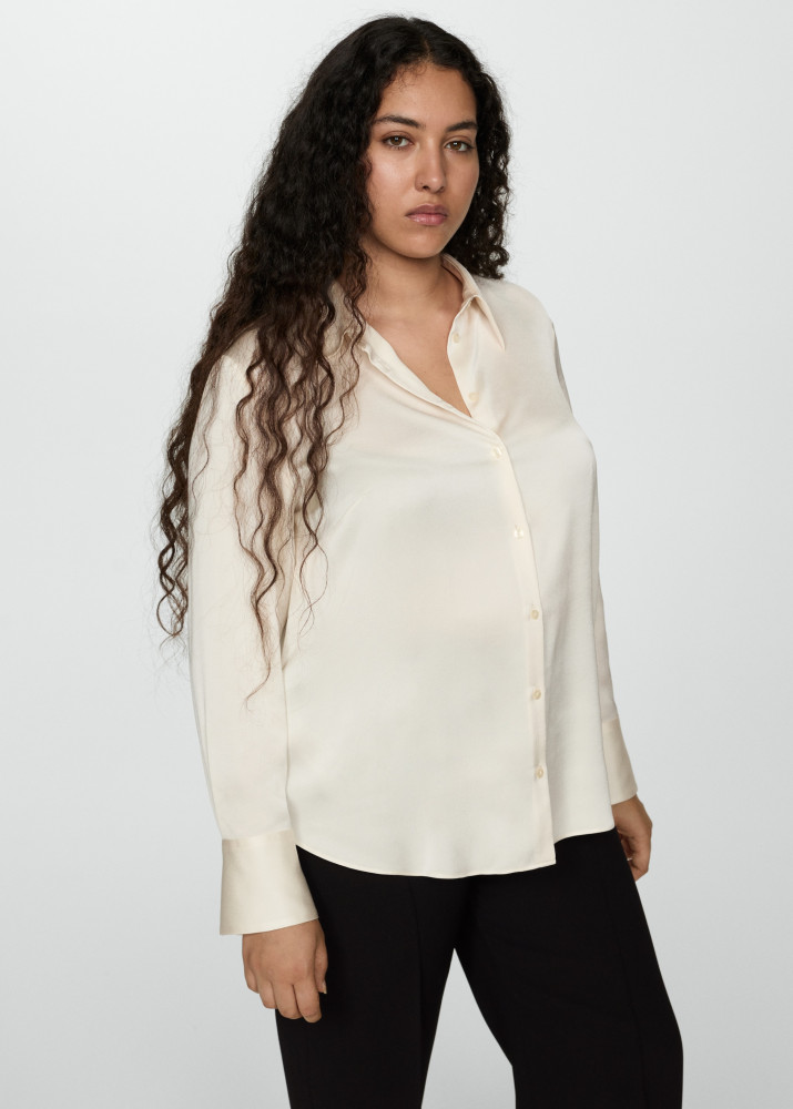 Рубашка с атласным блеском женская | MANGO
