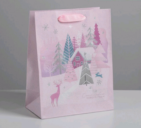 Пакет крафтовый вертикальный «Домик на опушке»