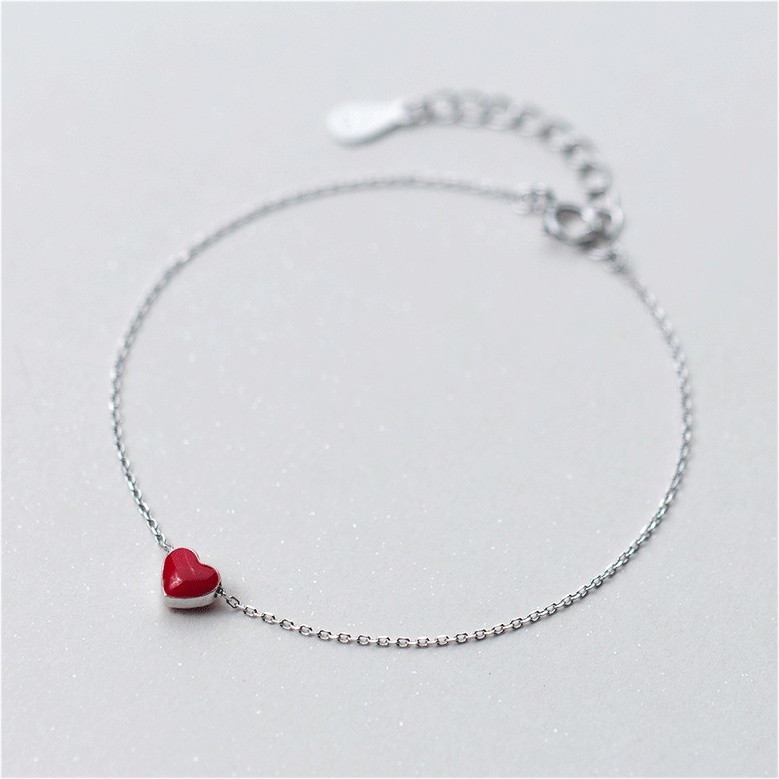 Браслет из серебра «Красное сердце» | Serebrissimo