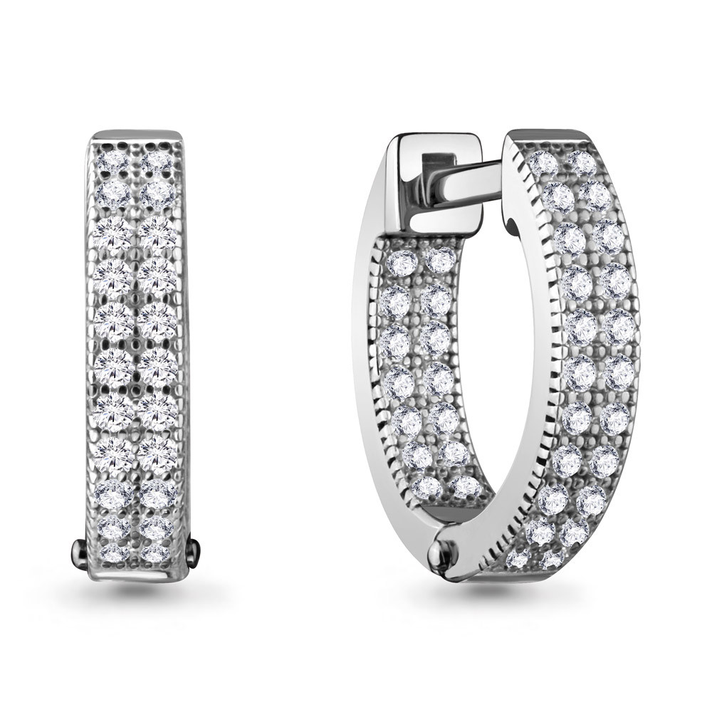 Серьги из серебра с фианитами | Aquamarine