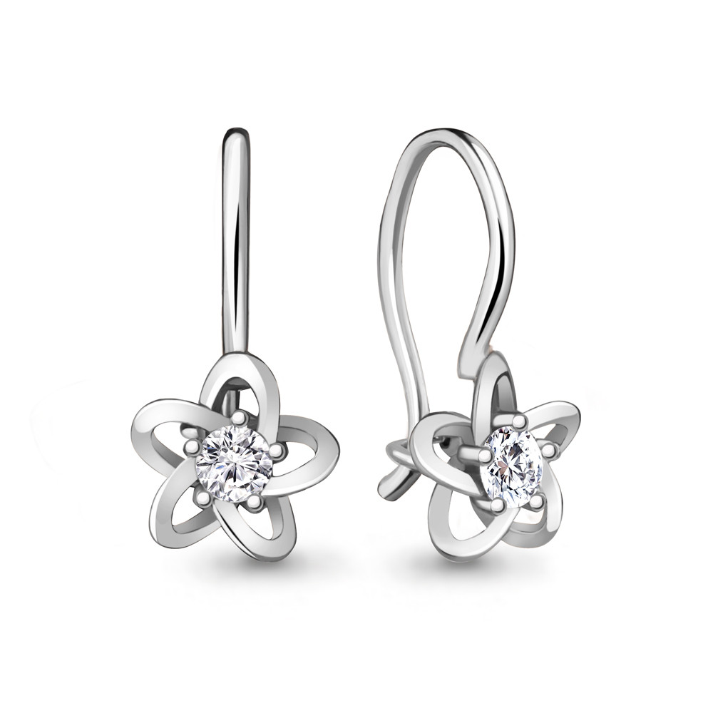 Серьги из серебра с фианитами | Aquamarine