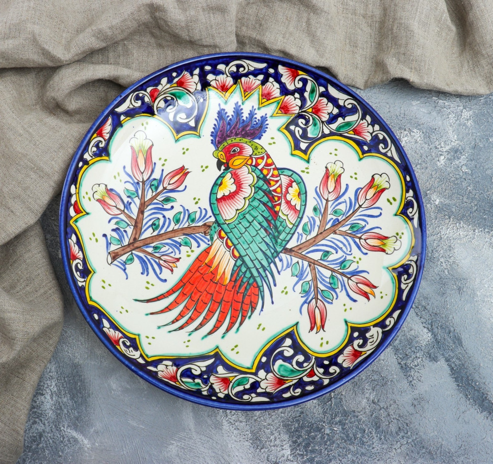 Блюдо-ляган «Жар-птица» | Риштанская керамика | Шафран
