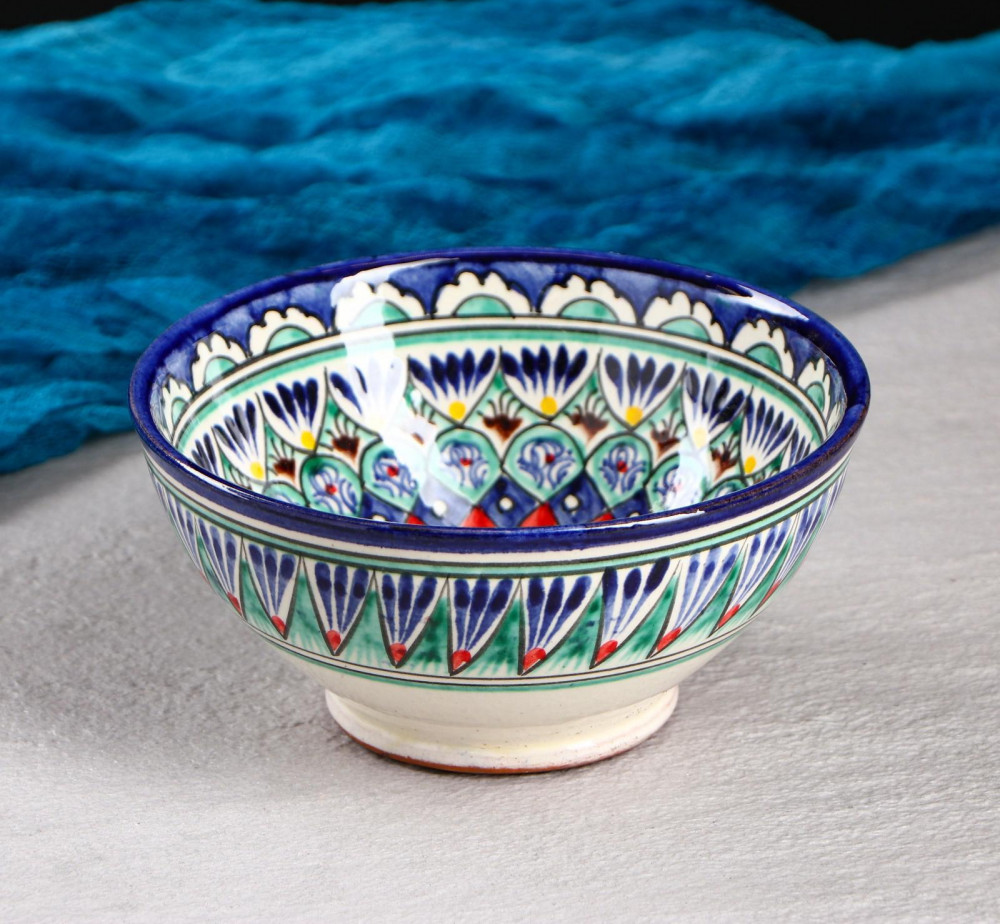 Тарелка «Цветы» | Риштанская керамика | Шафран