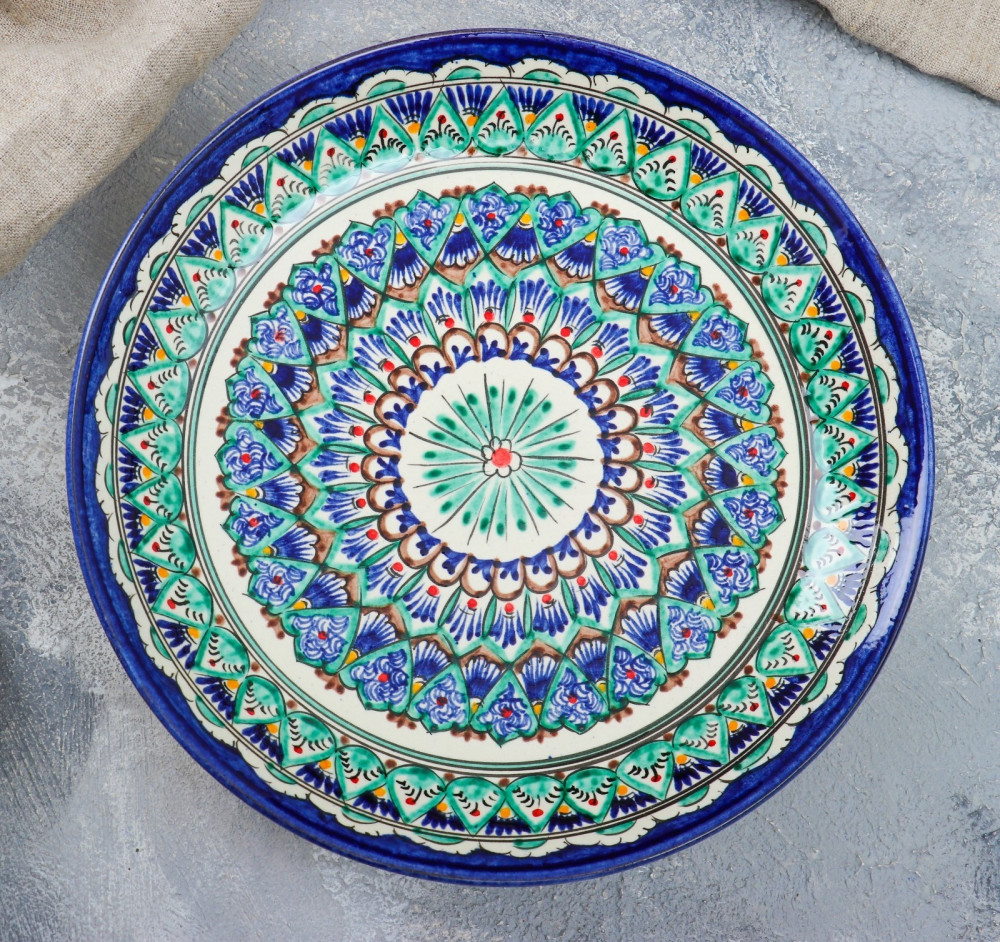 Блюдо-ляган «Узоры» | Риштанская керамика | Шафран