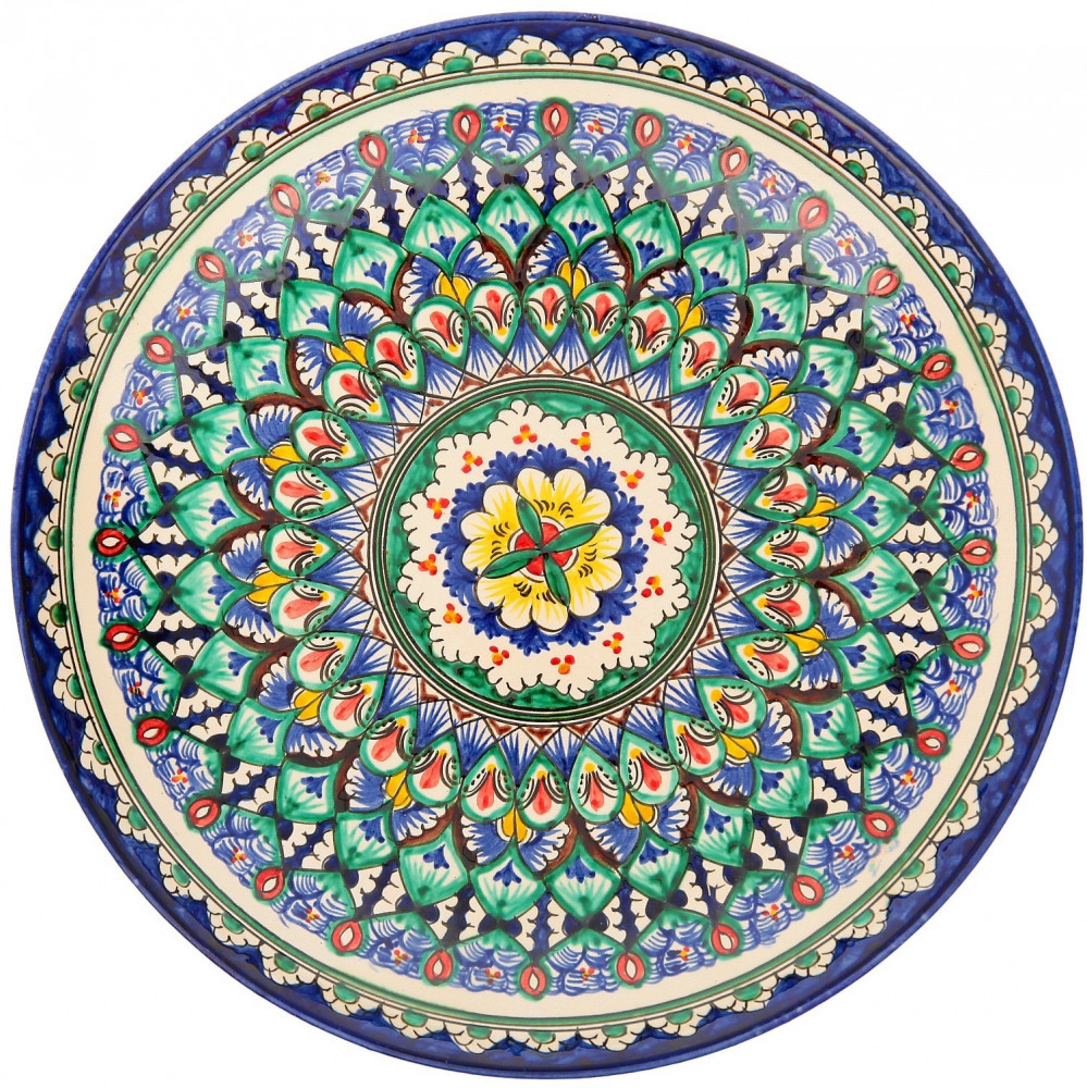 Блюдо-ляган «Узоры» | Риштанская керамика | Шафран