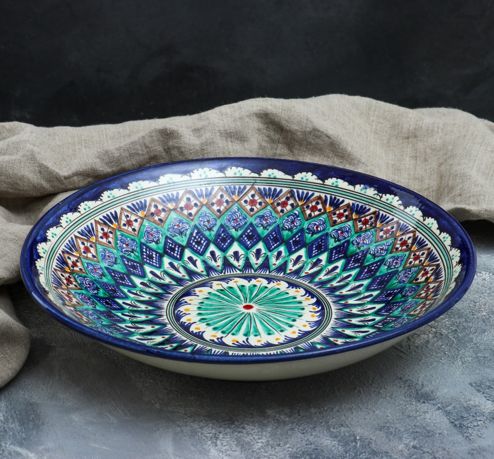 Блюдо-ляган «Узоры» | Риштанская керамика | Шафран