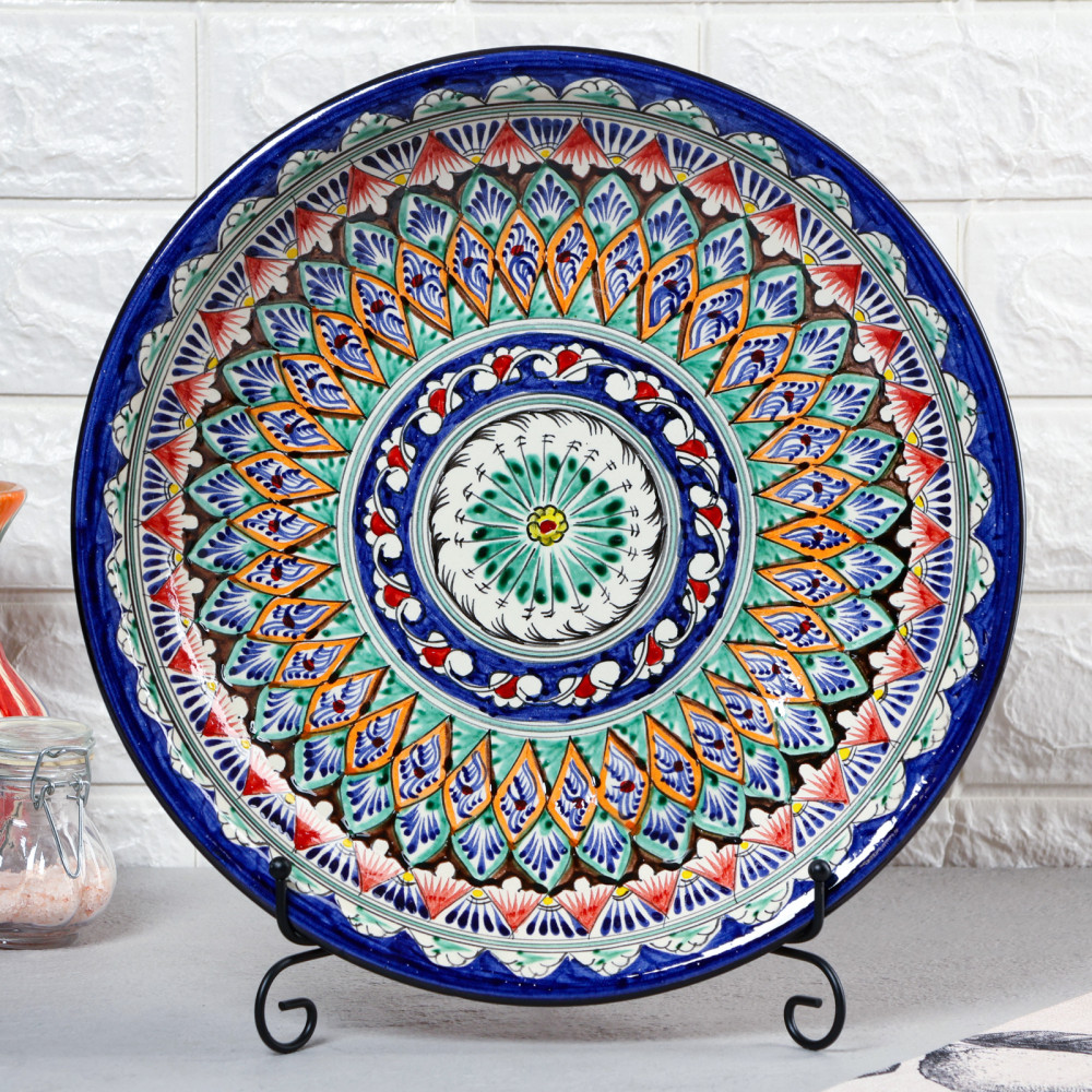 Блюдо-ляган «Узоры» | Риштанская керамика | Шафран