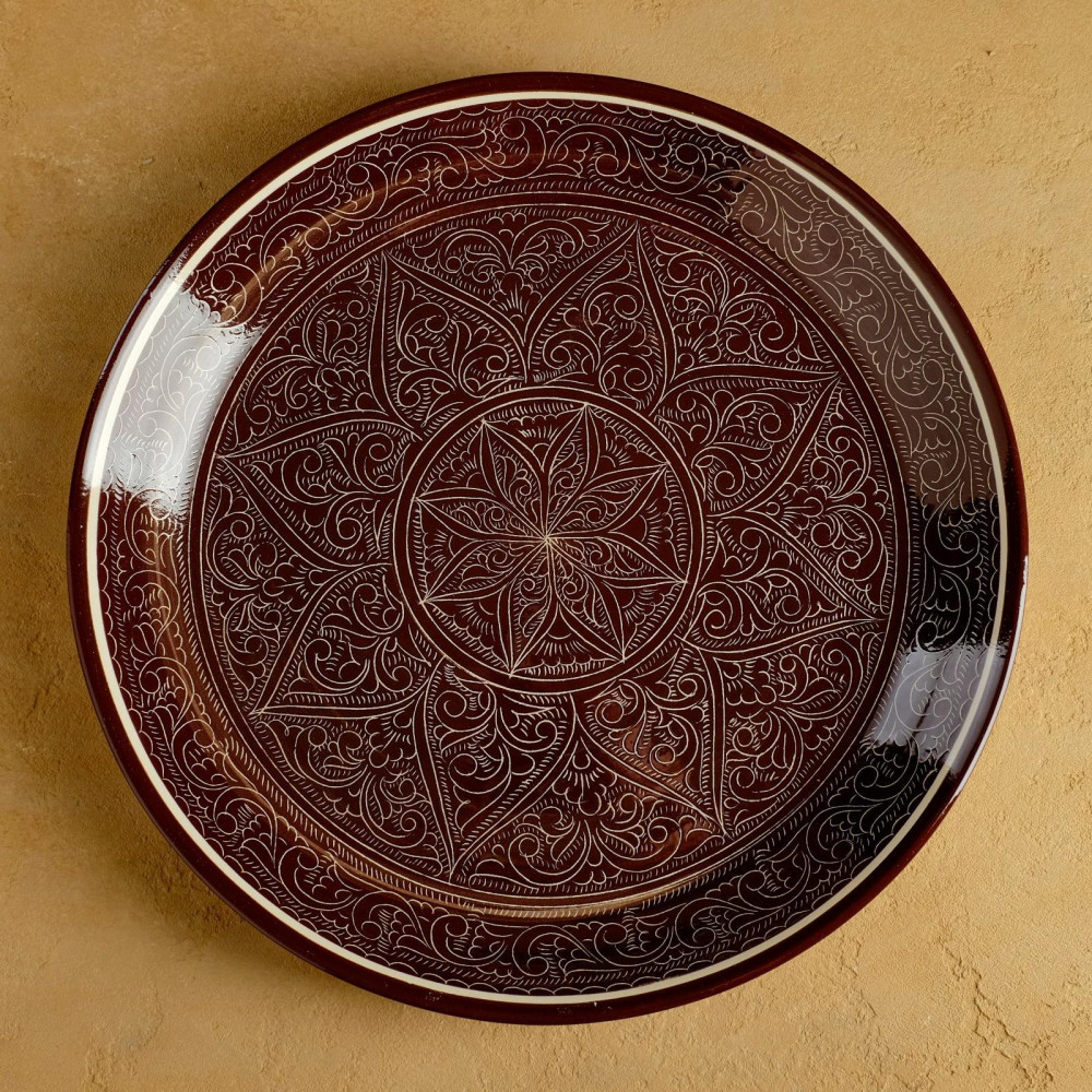 Блюдо-ляган «Узоры» | Риштанская керамика | Шафран