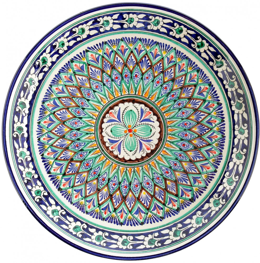 Блюдо-ляган «Узоры» | Риштанская керамика | Шафран