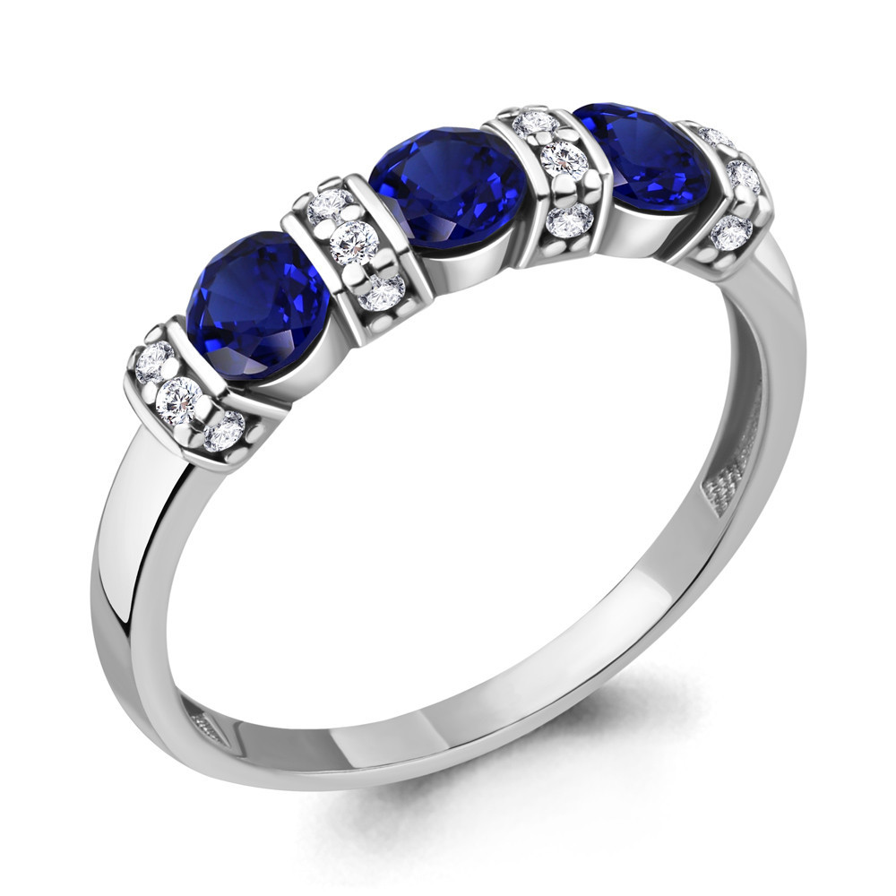 Кольцо из серебра с фианитами | Aquamarine